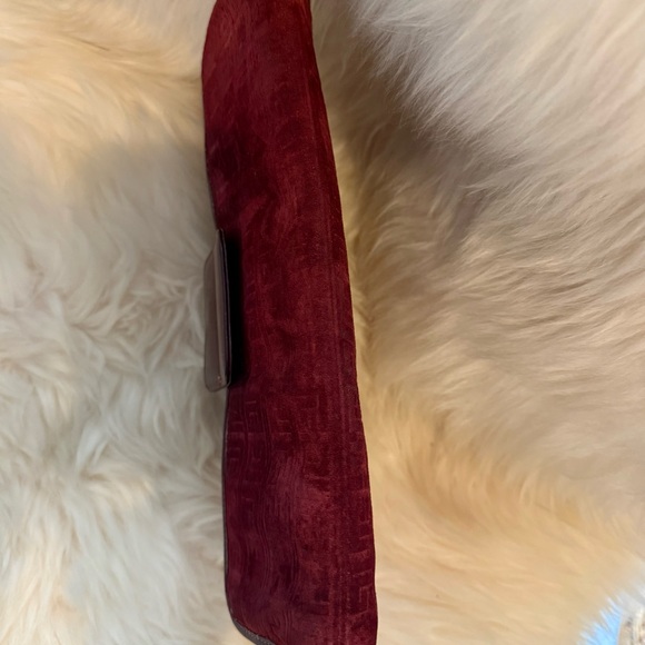 Pierre Balmain Vintage 1970s Burgundy Embossed Suede & Leather Monogram Clutch - Picture 6 of 14